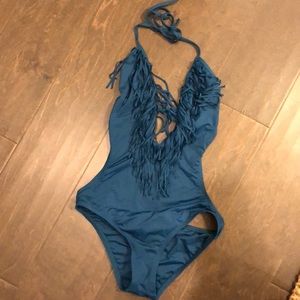 Fringe Low Cut One Piece Swimsuit